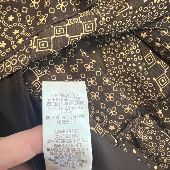 VTG Indie Dress Womens 8 Brown Geometric Cottagecore Boho Retro 70s Style - Picture 9 of 10